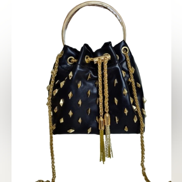 MADRAG Elegant Black and Gold Metal Spike Womens Handbag Crossbody Satchel Purse - Picture 1 of 15